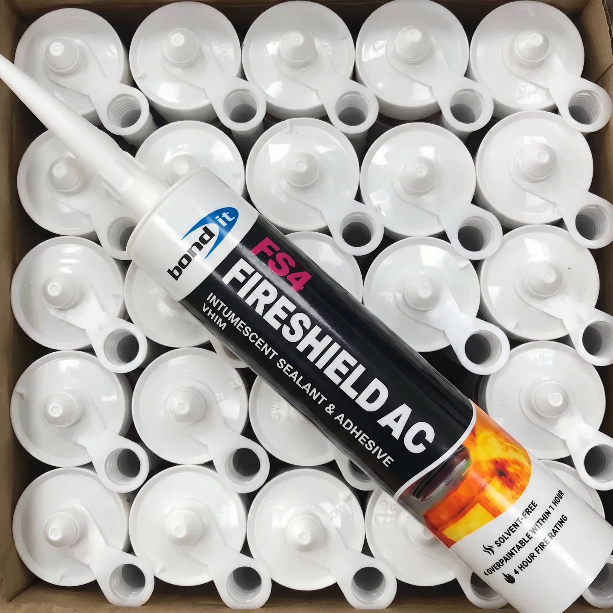 Box of FS4 Fireshield AC acrylic intumescent sealant