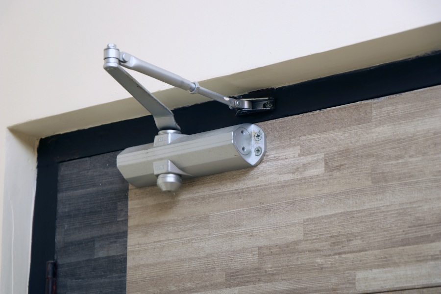 Silver fire door closer