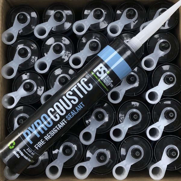 Box of FSi Pyrocoustic fire resistant sealant 310ml tubes
