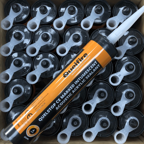 Box of Quelfire acoustic acrylic sealant