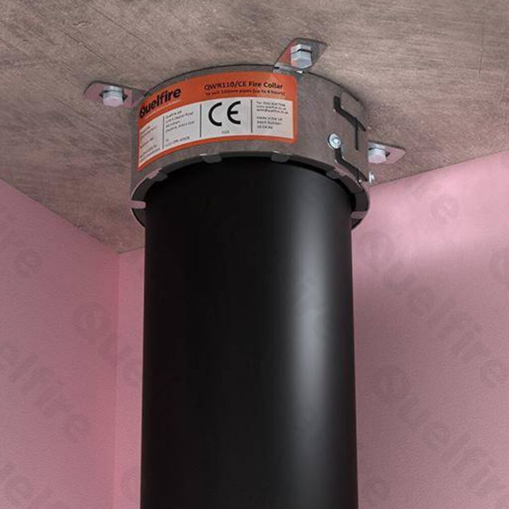 Quelfire fire collar on pipe