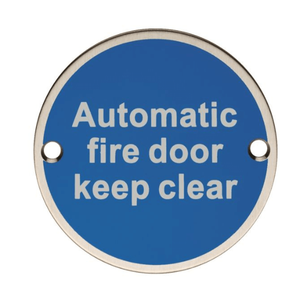 automatic fire door keep clear sign