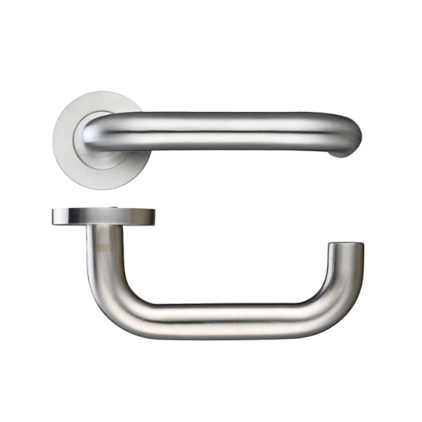 Zoo return to door lever on round rose handle